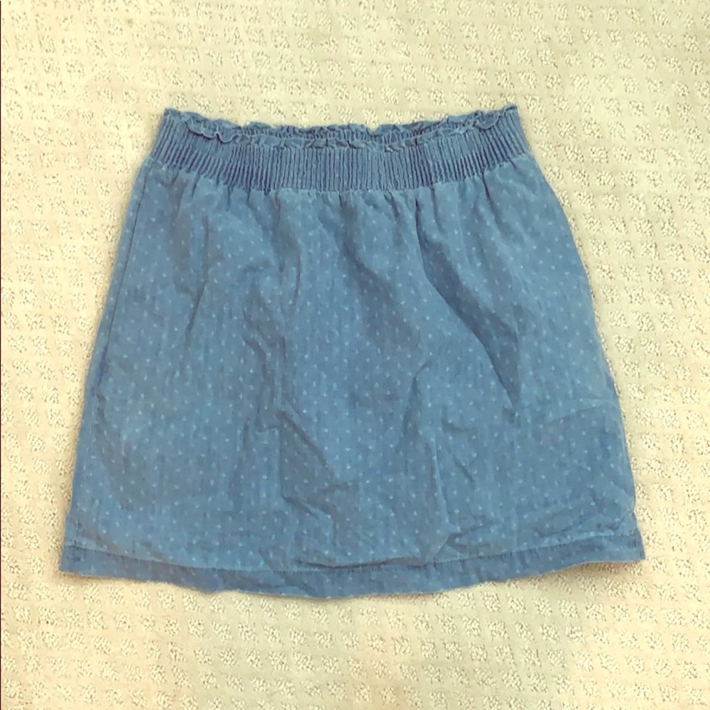 J. Crew denim colored skirt w/small white detail